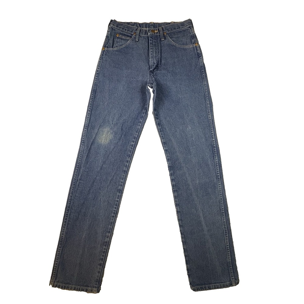 VTG 1998 Wrangler‎ Men's 30x34 Blue Slim Fit Cow Print Pocket Made in USA Jeans